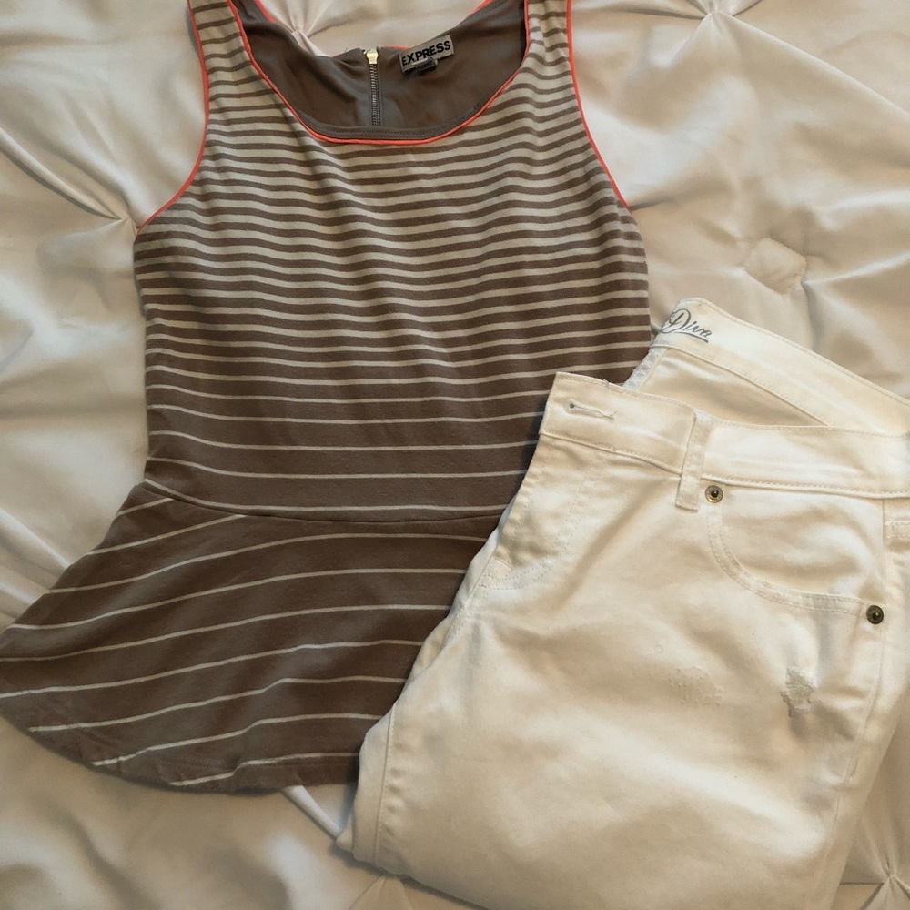 Distressed white jeans